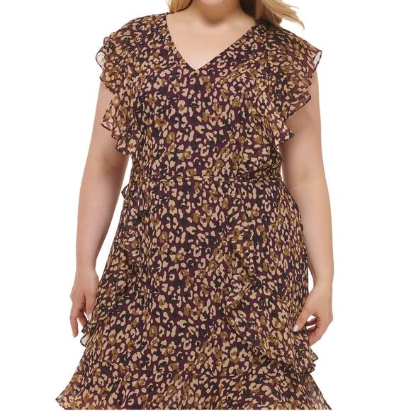 Tommy Hilfiger Plus Size Wild-Animal-Print Fit & Flare Dress Sz 14W NWT - Picture 3 of 4